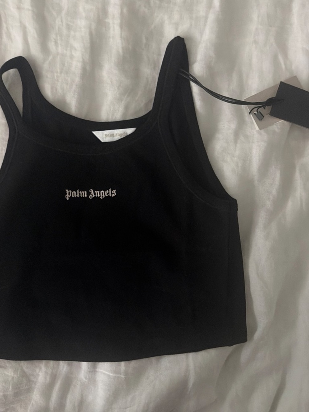Palm Angels Black Tank Top with White Logo